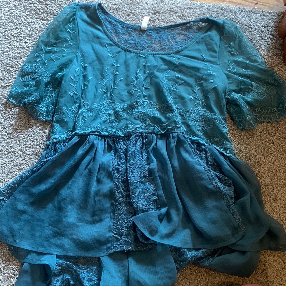 Free people blue lace shirt